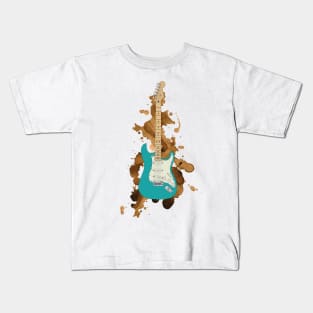 S-Style Electric Guitar Teal Color Kids T-Shirt